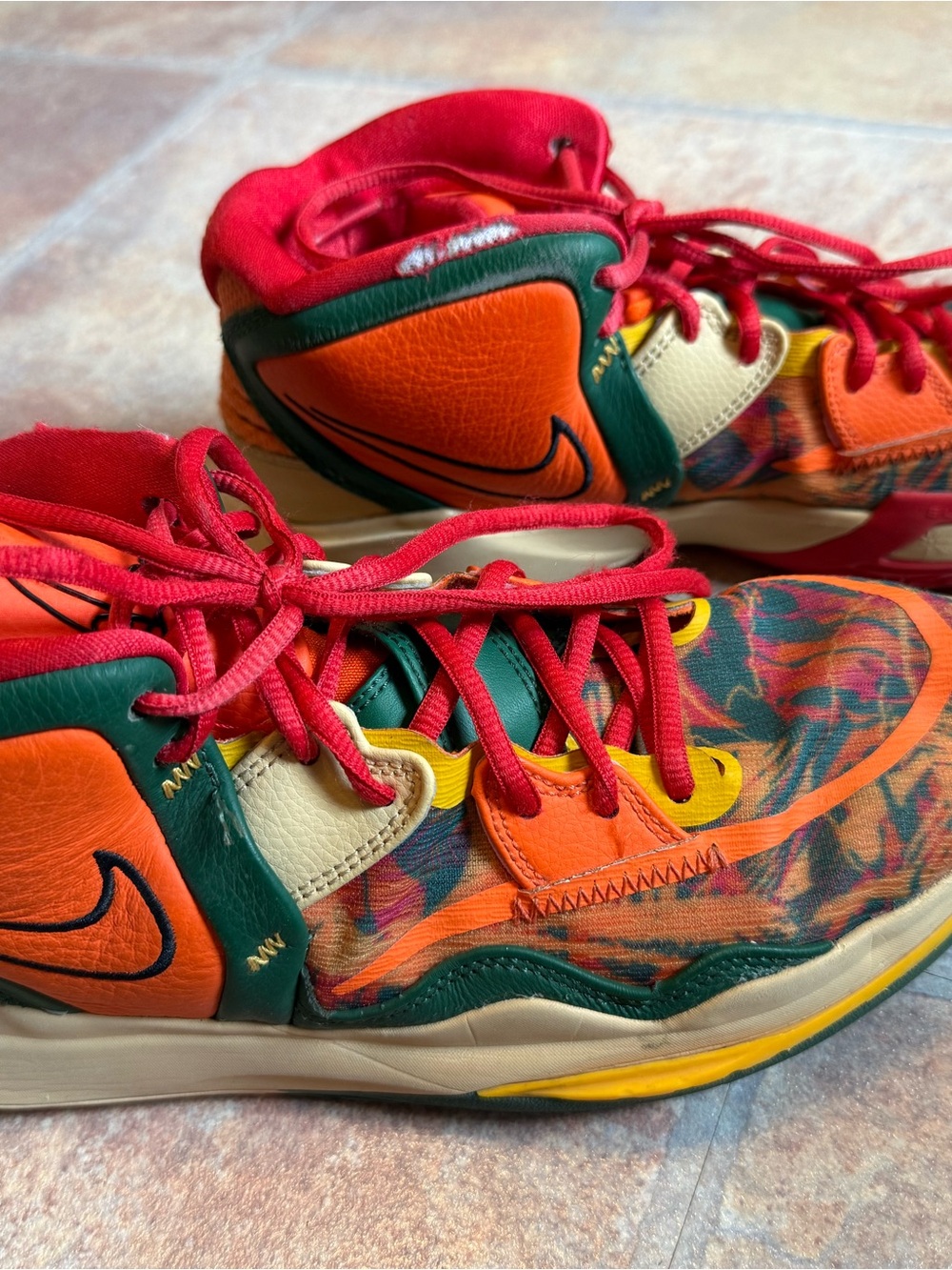 Nike Kyrie Men’s Multicolor Red Orange Green Basketball Sneakers